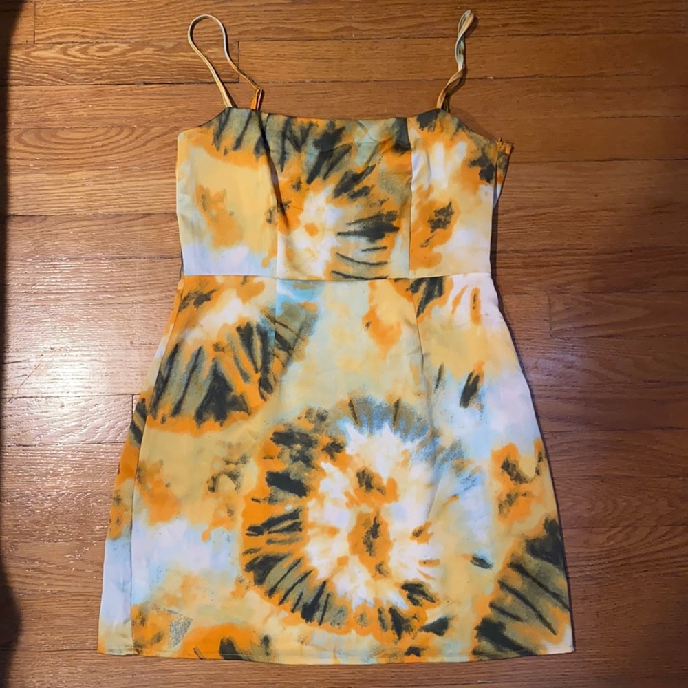 Nastygal orange tyedie mini dress